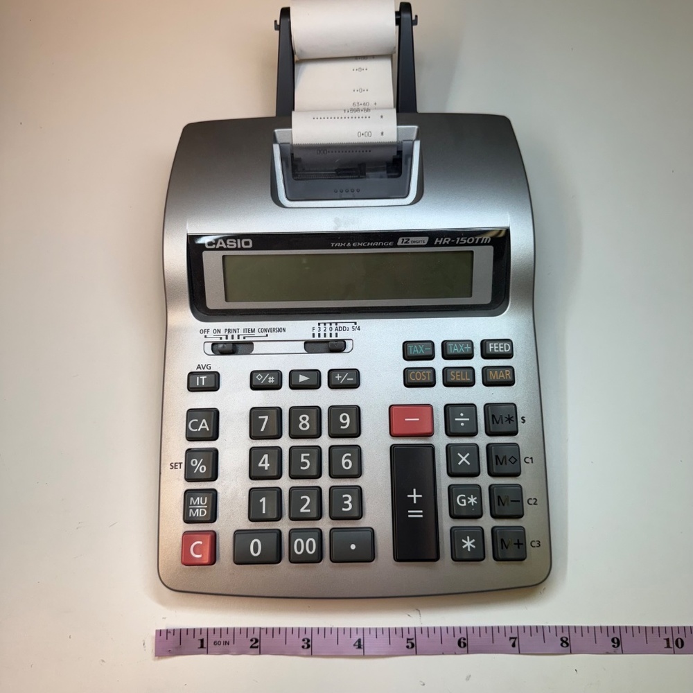 Casio HR150TM 12 Digit Silver Gray Desktop Printing Calculator - Picture 7 of 12